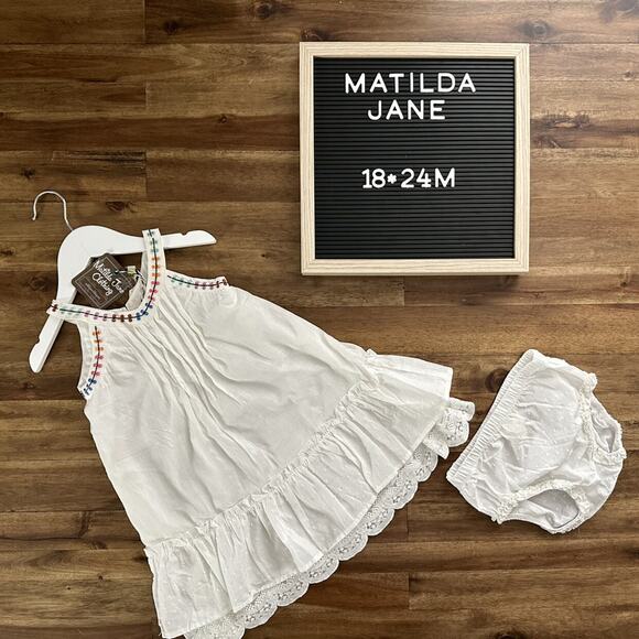NWT Matilda Jane Brilliant Daydream Dreamy Day White Embroidered Dress 18/24M - Picture 1 of 11